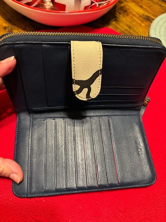 Tous Cream Canvas Wallet with Black Graphic Trim and Gold Accent - Picture 2 of 5